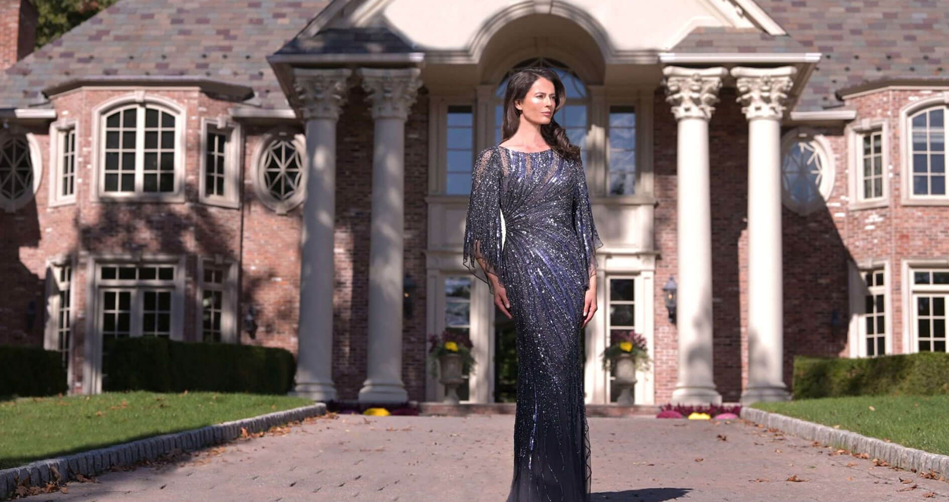 Model wearing a Marsoni collection gown